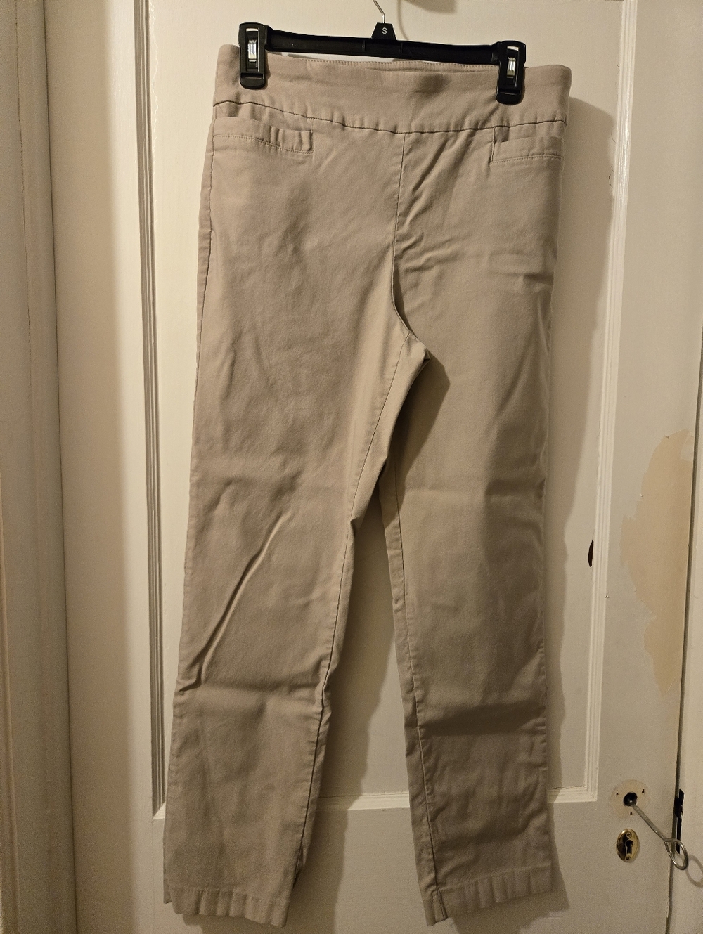 Beige Stretch Casual Women's Pants